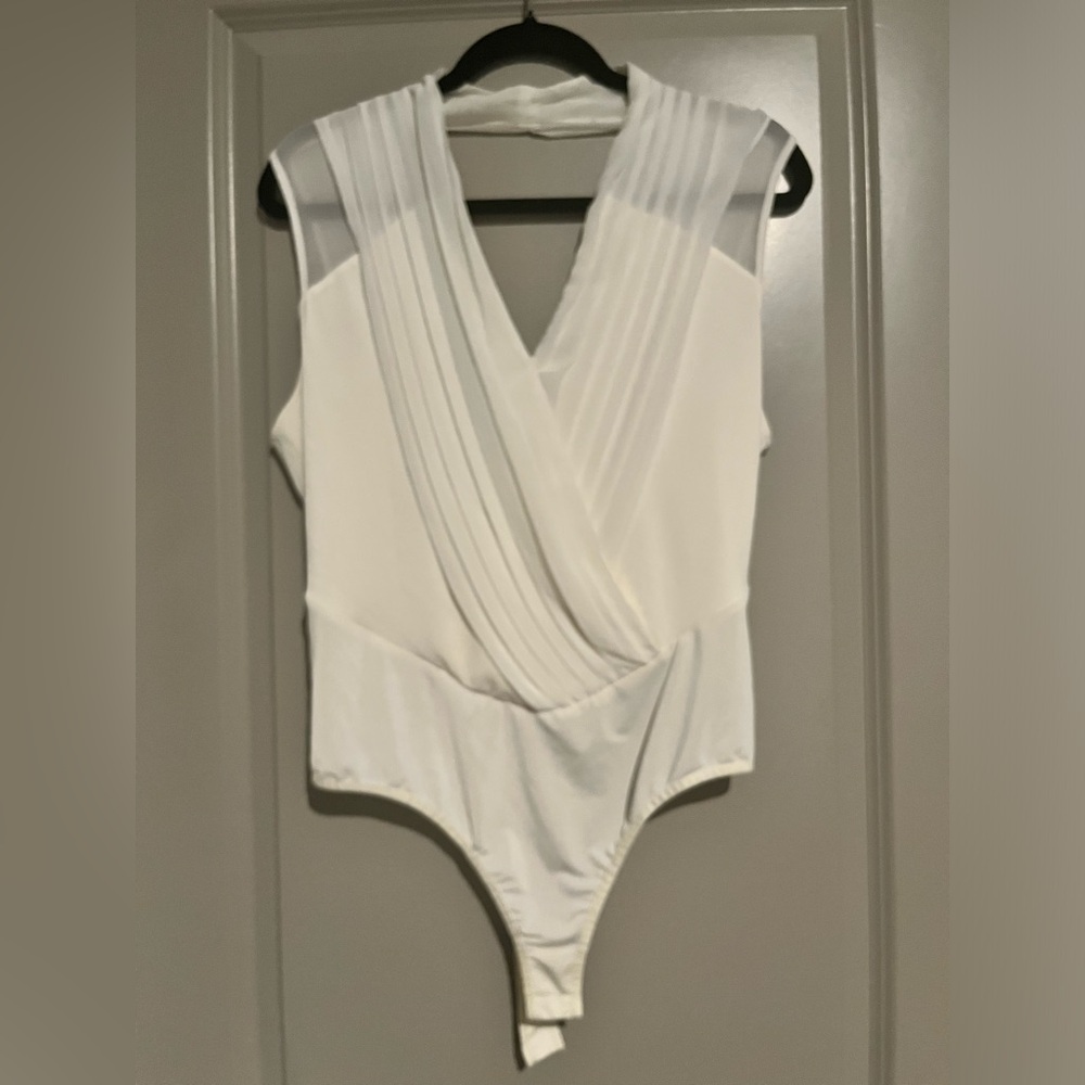 BEBE Pleated Drapefront Bodysuit